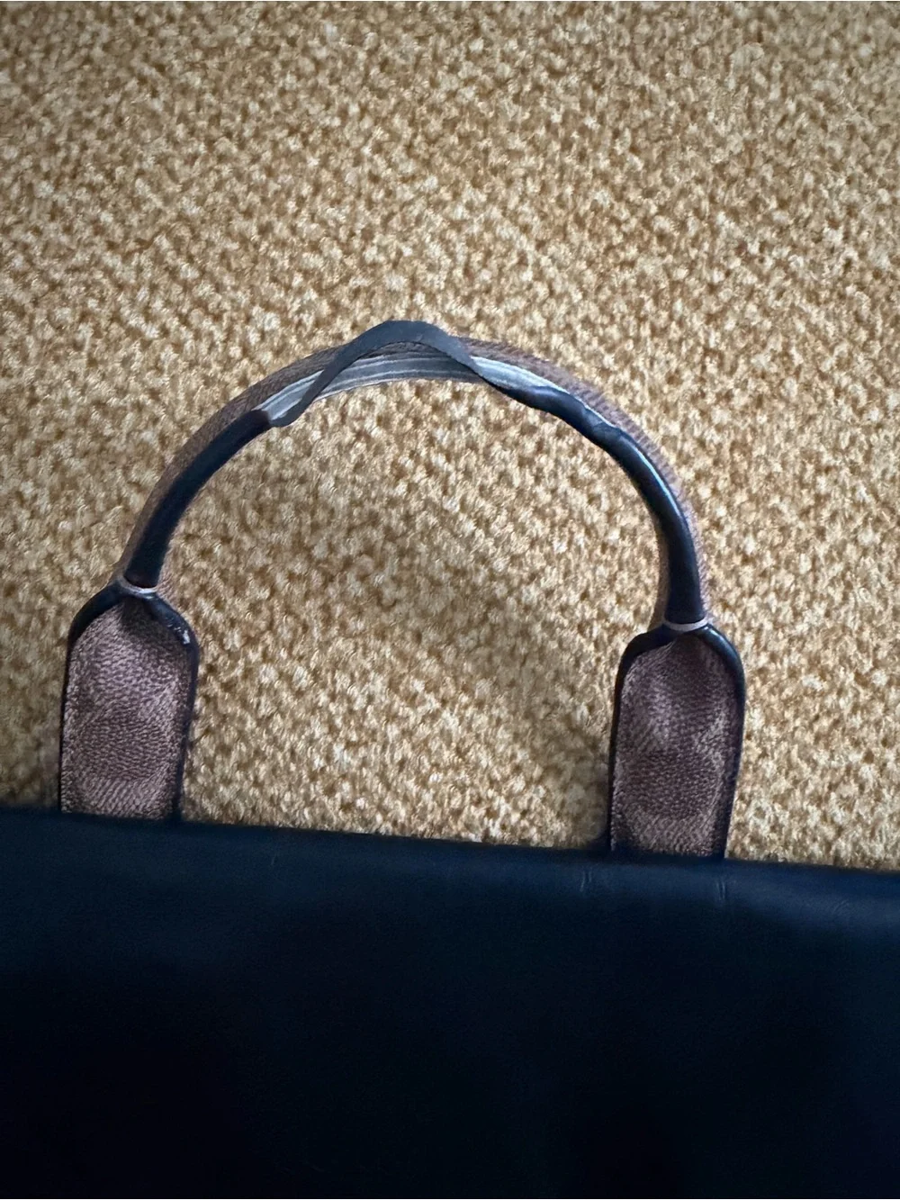 Coach Men's Black Briefcase with Tan Signature Trim